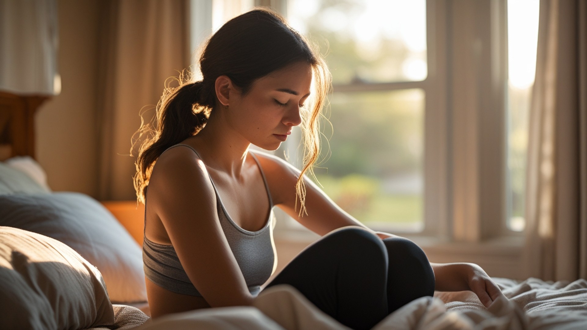 Young woman sleeping peacefully in bed with anxiety relief