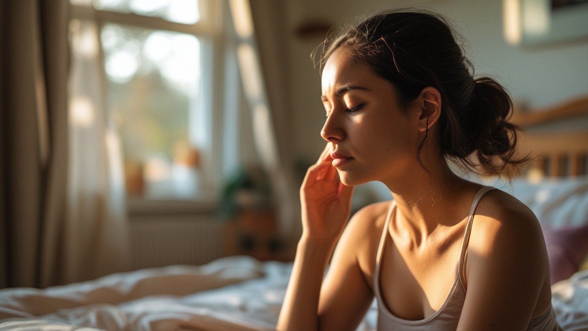 Woman holding bowl of blueberries in kitchen, foods that reduce anxiety