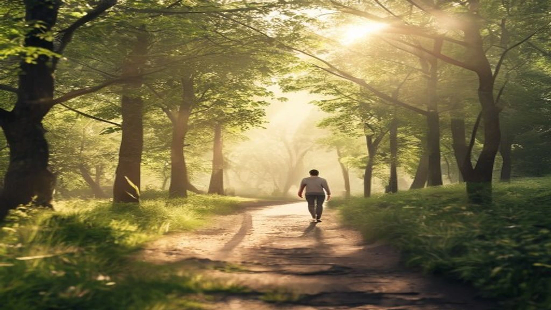 person practicing mindfulness while walking in peaceful natural setting