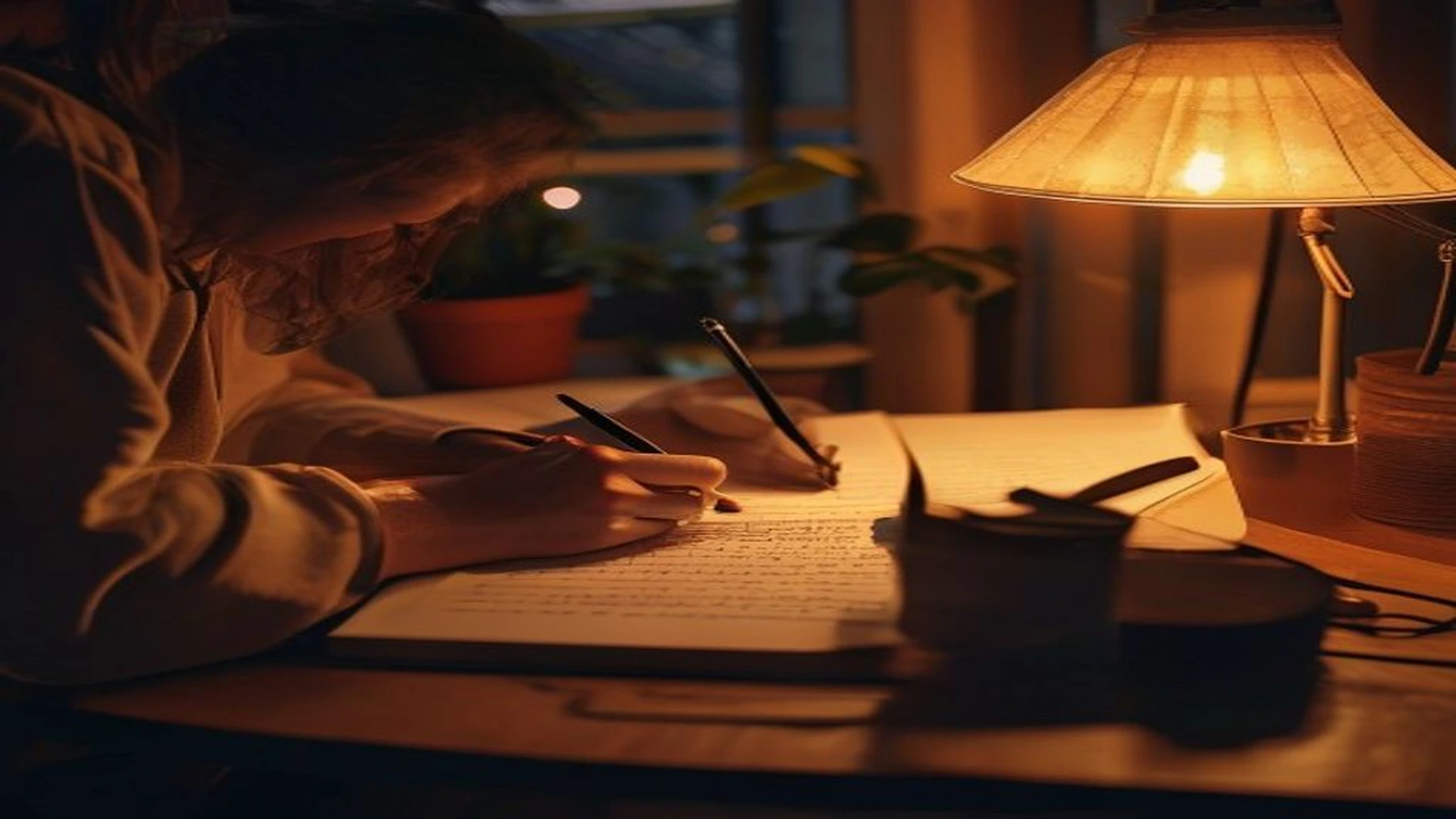 person journaling evening thoughts while building control habits daily