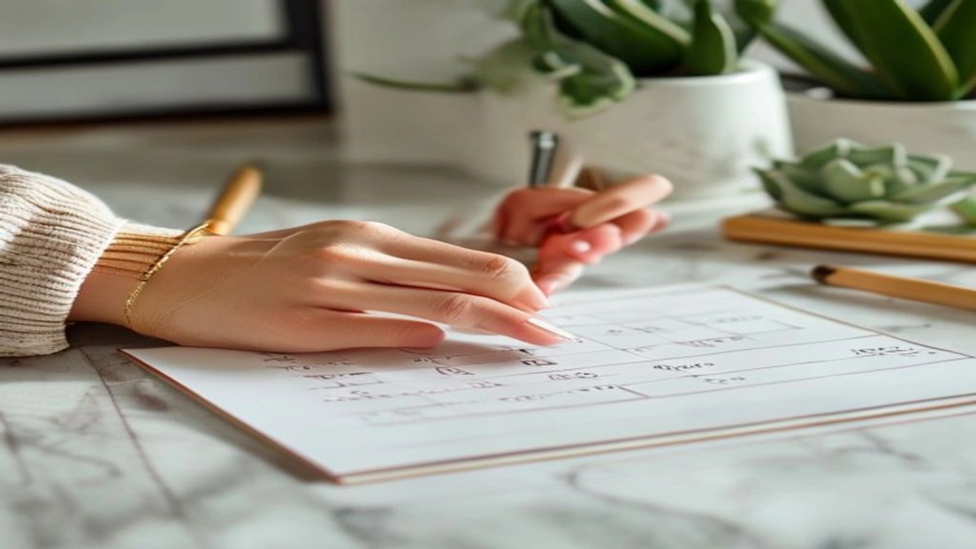 Hands tracking daily progress on habit calendar, motivation momentum visible