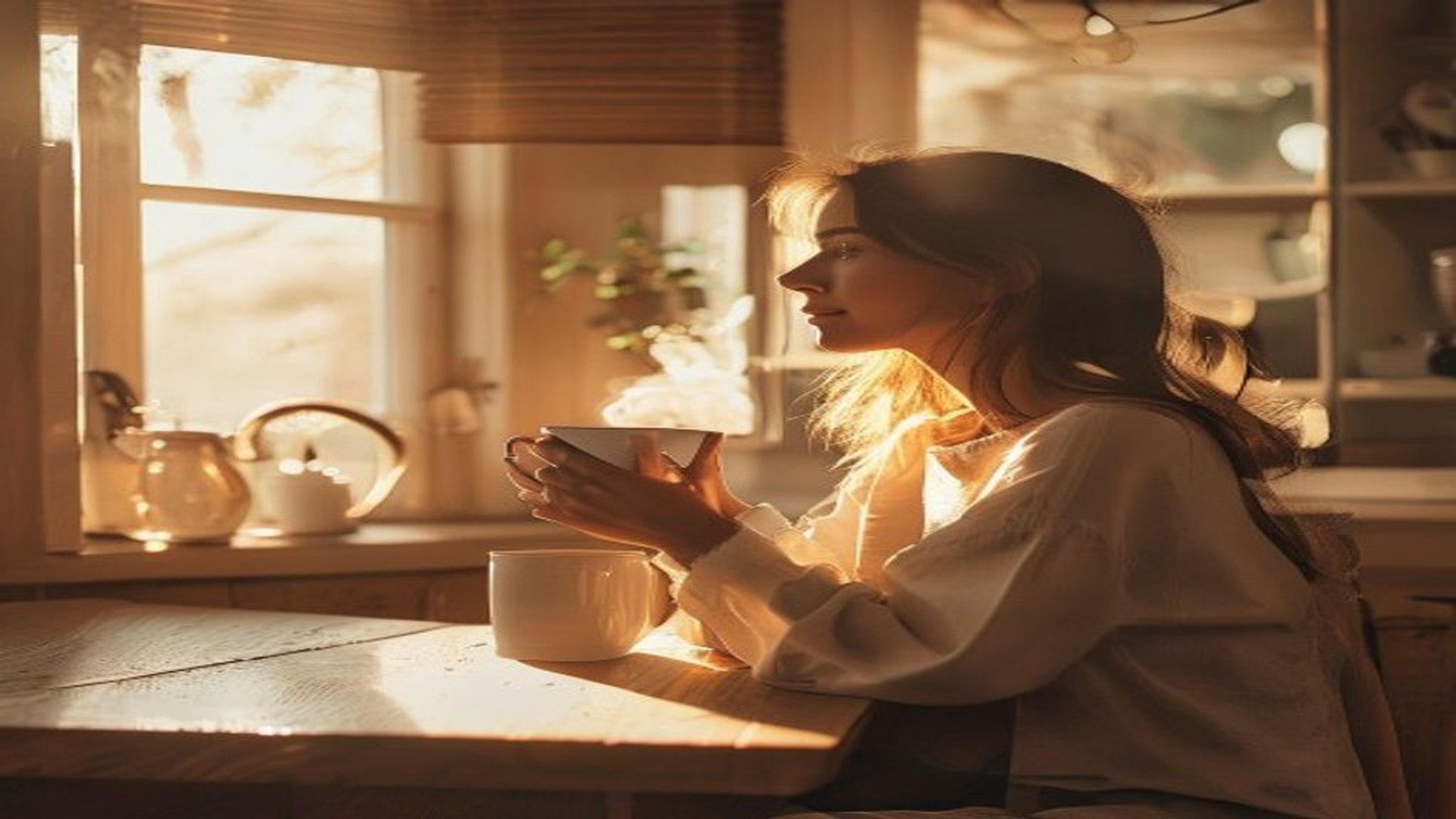 Person finding relief from worry at kitchen table
